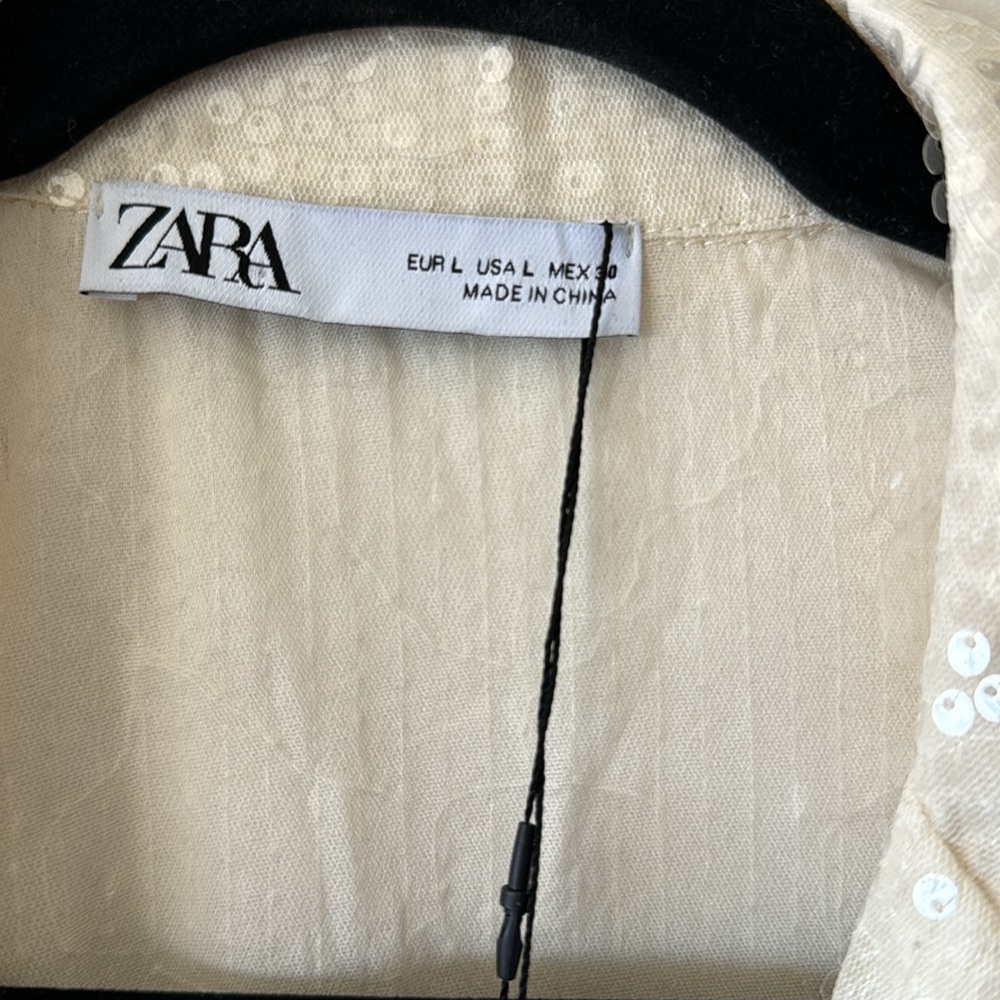 Zara Cream Sequin Blazer Jacket - Picture 4 of 11